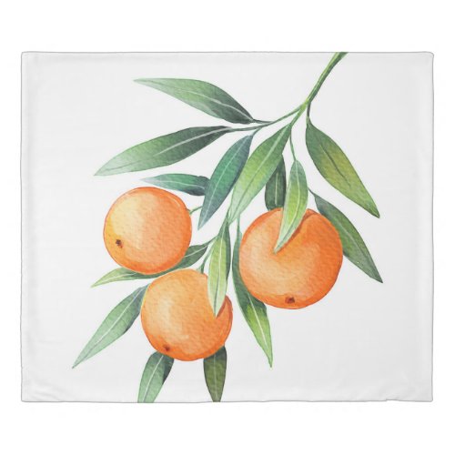 Watercolor Orange Fruits Branches Isolated Duvet Cover