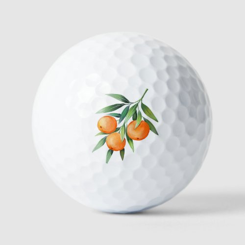 Watercolor Orange Fruits Branches Isolated Golf Balls