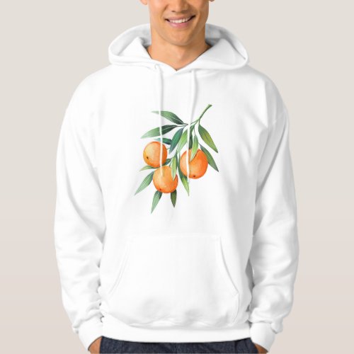 Watercolor Orange Fruits Branches Isolated Hoodie