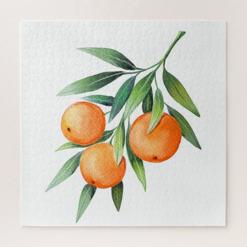 Watercolor Orange Fruits Branches Isolated Jigsaw Puzzle
