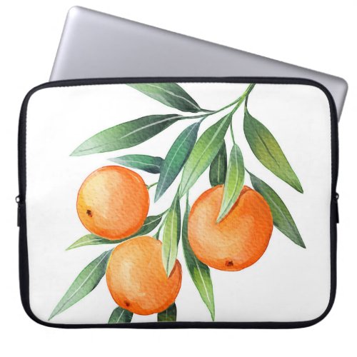 Watercolor Orange Fruits Branches Isolated Laptop Sleeve