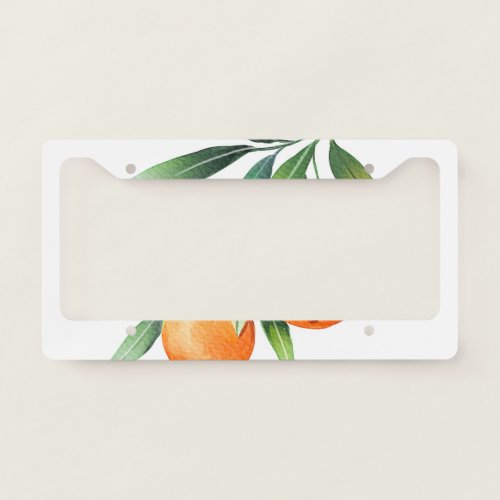 Watercolor Orange Fruits Branches Isolated License Plate Frame