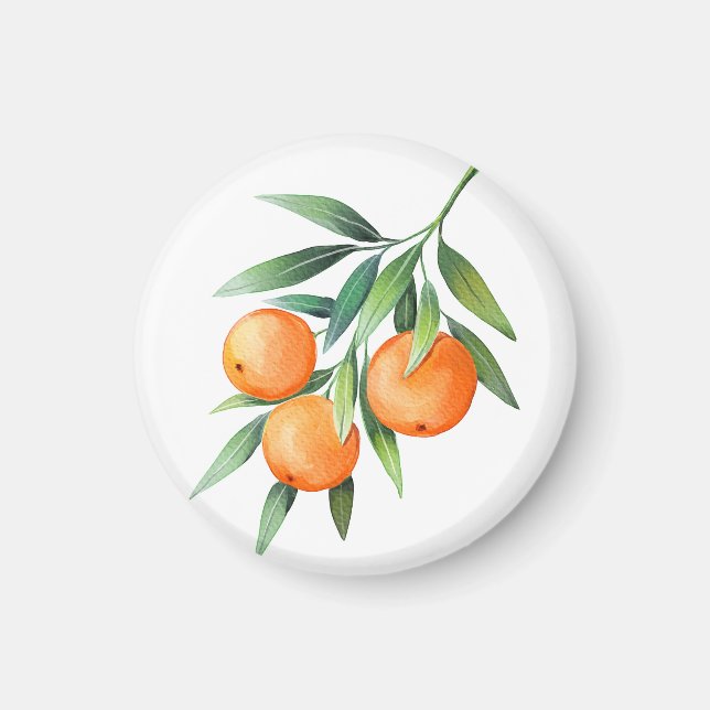 Watercolor Orange Fruits: Branches Isolated. Magnet (Front)