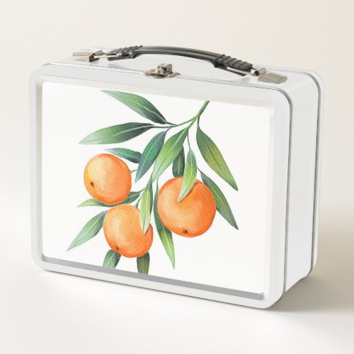 Watercolor Orange Fruits Branches Isolated Metal Lunch Box
