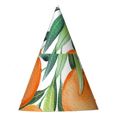 Watercolor Orange Fruits Branches Isolated Party Hat