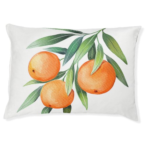 Watercolor Orange Fruits Branches Isolated Pet Bed