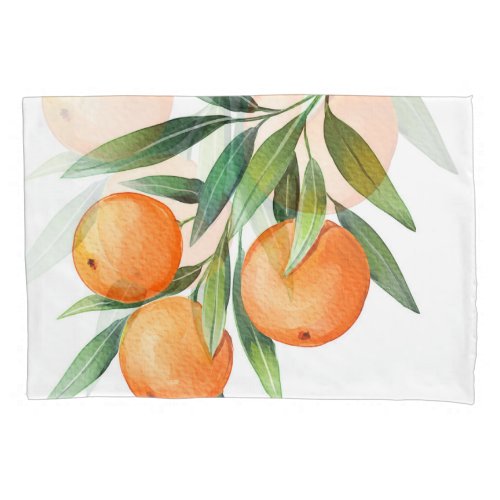 Watercolor Orange Fruits Branches Isolated Pillow Case