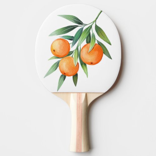 Watercolor Orange Fruits Branches Isolated Ping Pong Paddle