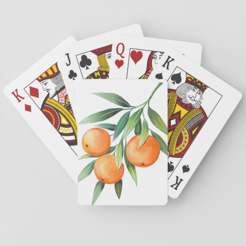 Watercolor Orange Fruits Branches Isolated Playing Cards