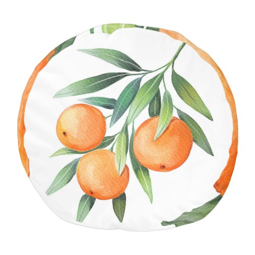 Watercolor Orange Fruits Branches Isolated Pouf