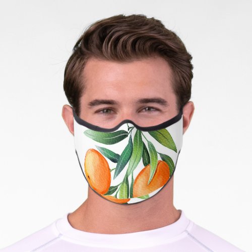 Watercolor Orange Fruits Branches Isolated Premium Face Mask