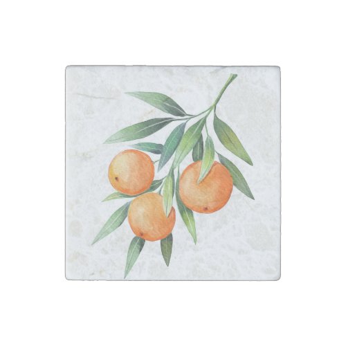 Watercolor Orange Fruits Branches Isolated Stone Magnet