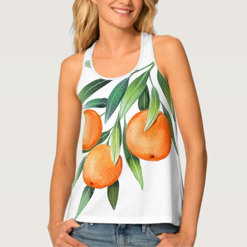 Watercolor Orange Fruits Branches Isolated Tank Top