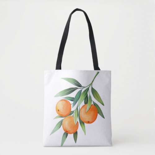 Watercolor Orange Fruits Branches Isolated Tote Bag