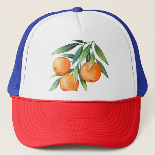 Watercolor Orange Fruits Branches Isolated Trucker Hat