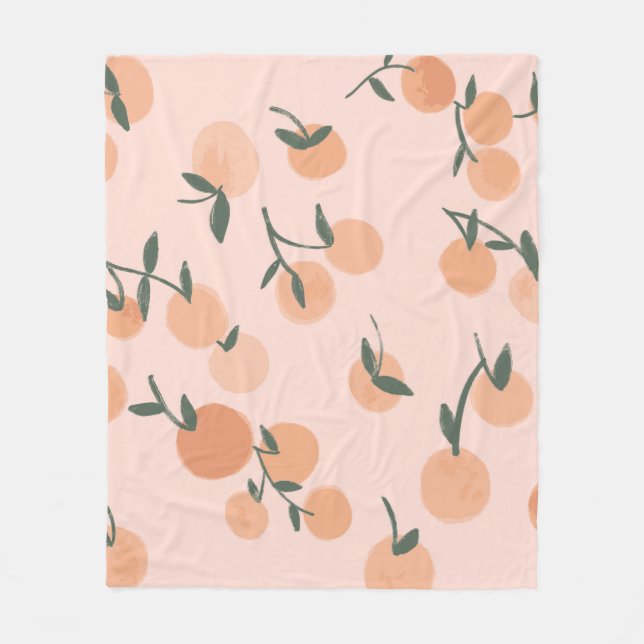 Watercolor orange fruits seamless pattern fleece blanket (Front)