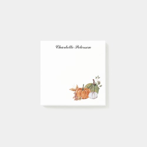 Watercolor Orange Green White Pumpkin Thanksgiving Post_it Notes