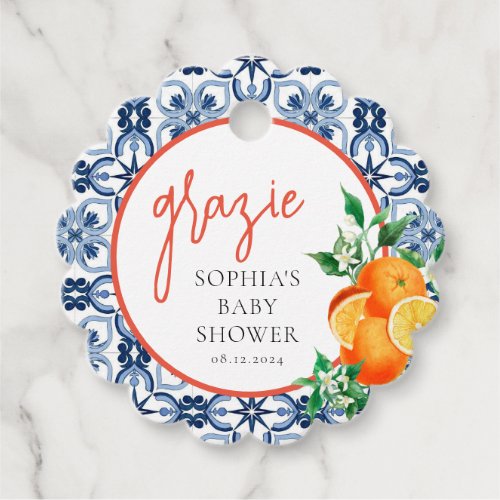 Watercolor Orange Italian Grazie  Favor Tags