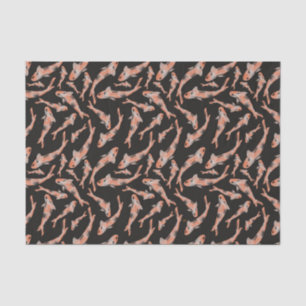 Watercolor Orange Koi Black Fish Pattern Tissue Paper