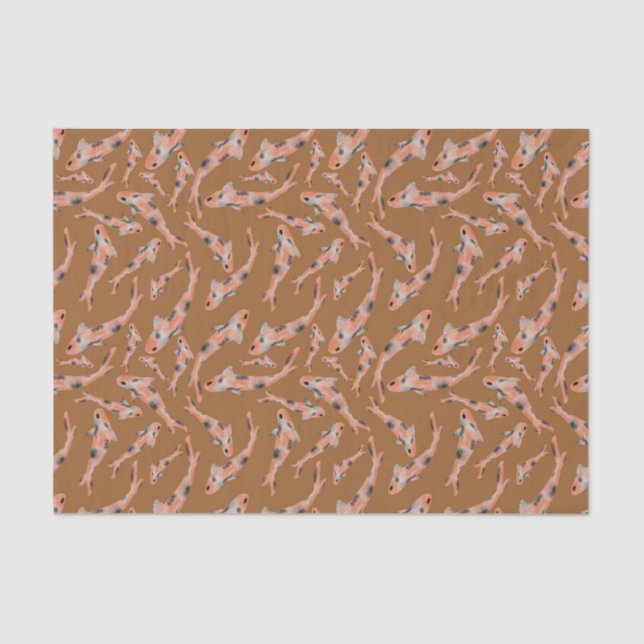 Watercolor Orange Koi Fish Pattern Tissue Paper (Front)