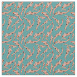 Watercolor Orange Koi Fish Turquoise Pattern Fabric