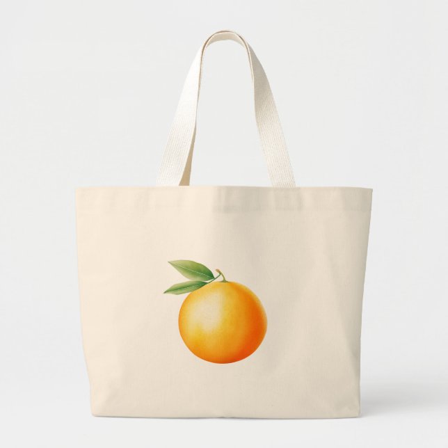 Watercolor Orange Large Tote Bag (Front)