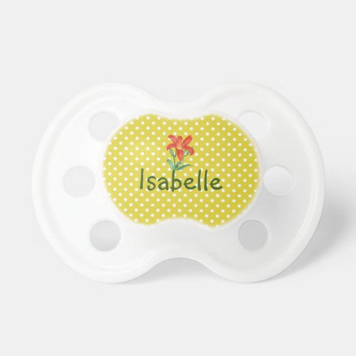 Watercolor Orange Lily Lemon Green Polka Dots Pacifier