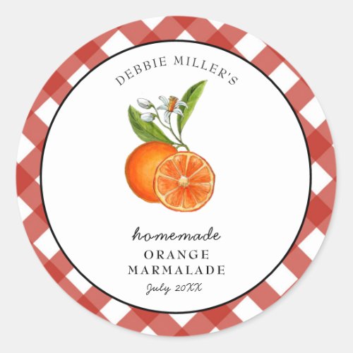 Watercolor Orange Marmalade Jam jar  Classic Round Sticker