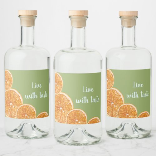 Watercolor Orange  Olive Color Liquor Bottle Label