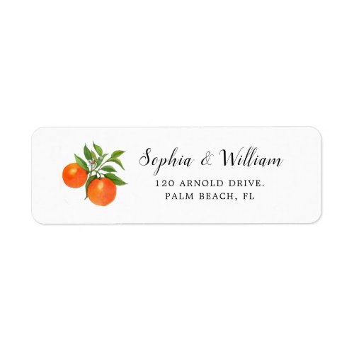 Watercolor Orange on White return address  Label