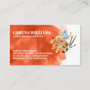 Watercolor Orange Painters Palette Business Card