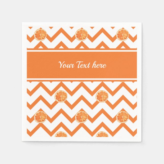 Watercolor orange pattern with text personalized napkins (Front)
