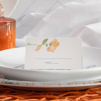 Watercolor Orange Poppy Flower Place Cards by VGInvites at Zazzle