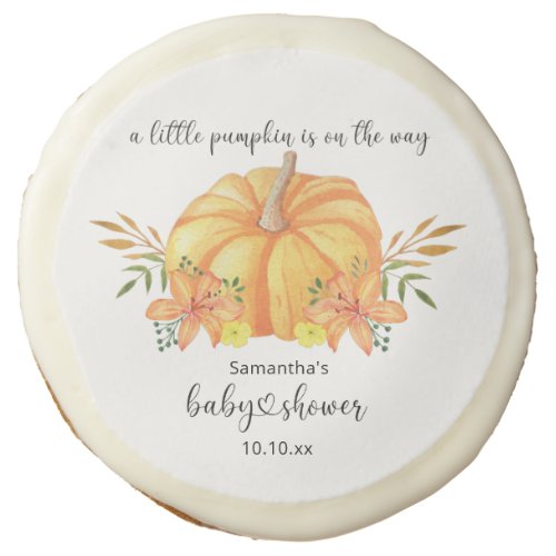 Watercolor orange Pumpkin baby shower Sugar Cookie