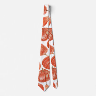 Watercolor Orange Pumpkin Pattern   Neck Tie