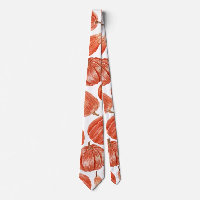 Watercolor Orange Pumpkin Pattern   Neck Tie (Front)