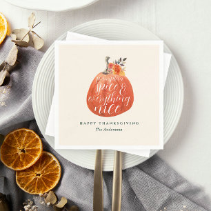 Watercolor Orange Pumpkin Thanksgiving Dinner Napkins