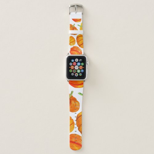 Watercolor Orange Pumpkins Autumn Texture Apple Watch Band