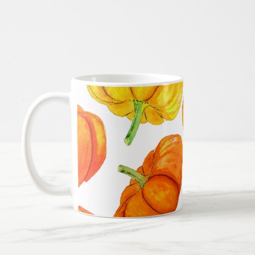 Watercolor Orange Pumpkins Autumn Texture Coffee Mug