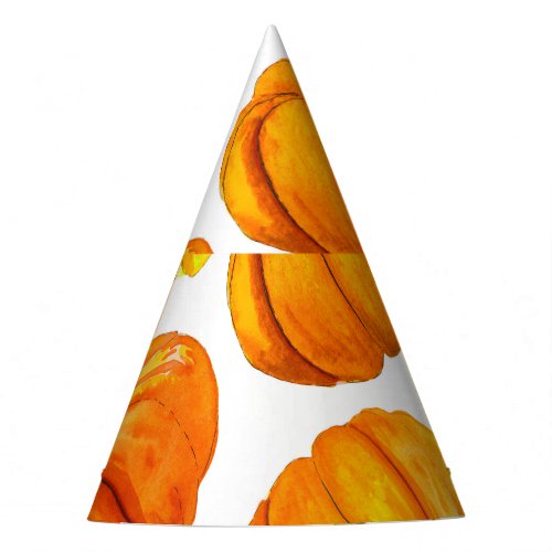 Watercolor Orange Pumpkins Autumn Texture Party Hat