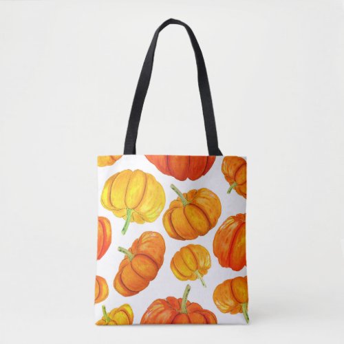 Watercolor Orange Pumpkins Autumn Texture Tote Bag