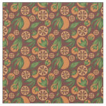 Watercolor Orange Red Fruit Pattern Fabric