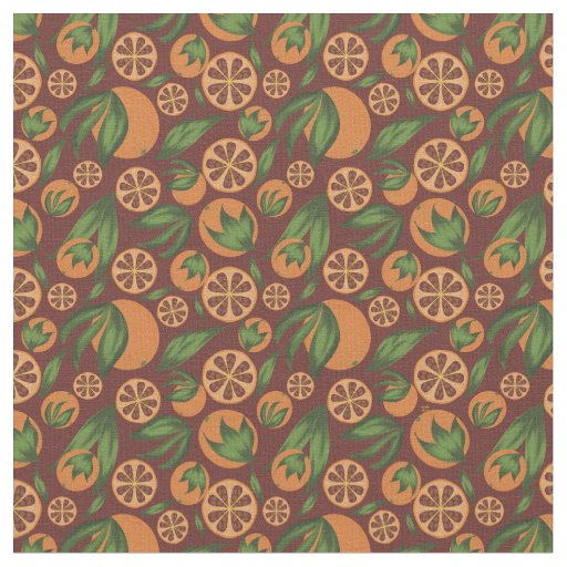 Watercolor Orange Red Fruit Pattern Fabric