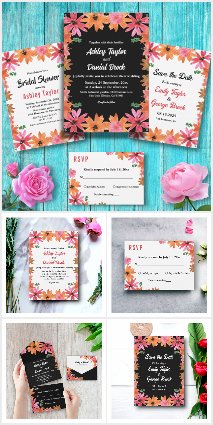 Watercolor Orange Red Roses Fall Floral Collection