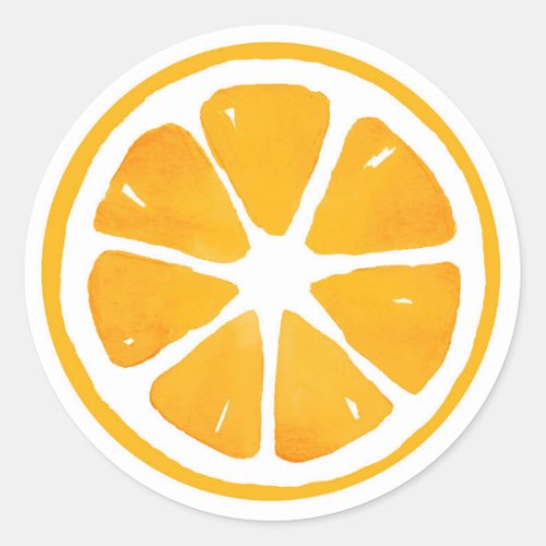 Watercolor Orange Slice Classic Round Sticker