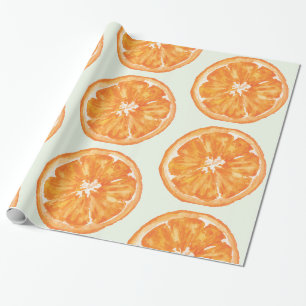 Watercolor orange Slice Pattern Wrapping Paper