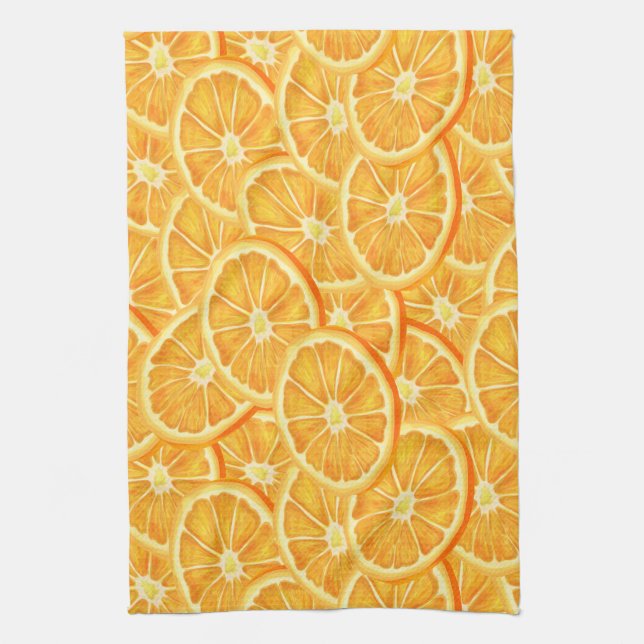 Watercolor Orange Slices Kitchen Towel (Vertical)