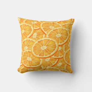 Watercolor Orange Slices Throw Pillow
