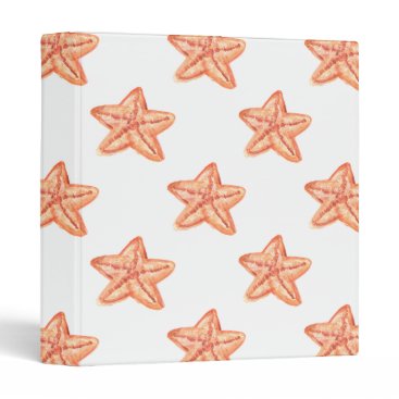 watercolor orange starfish beach design 3 ring binder