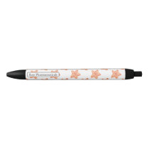 watercolor orange starfish beach design black ink pen